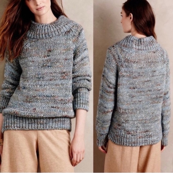 Anthropologie Moth Knit Marled Mock Neck Sweater Small - Picture 3 of 7